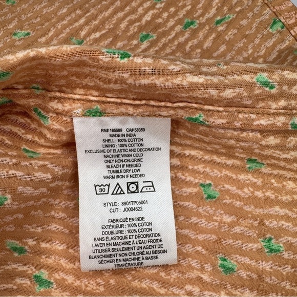 Joie Women’s Small Joesa Smocked Mock Turtleneck Orange Striped Sleeveless Top - Picture 8 of 10